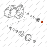 Подшипник выходной шестерни правый (тип 1, 29x58x13.0/17.0, роликовый)